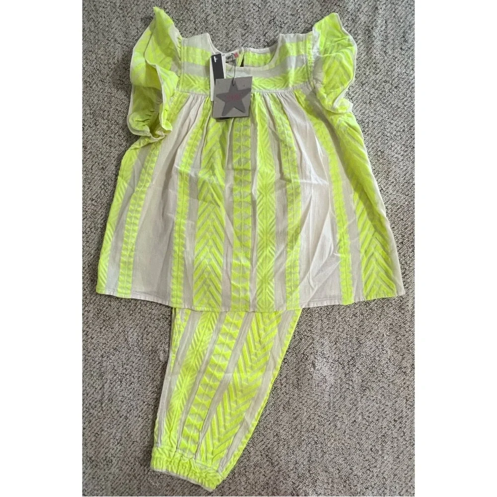 Anthropologie Devotions Twin Petra Embroidered Lime Two Piece Set Size 8/10 NWT - Picture 1 of 16